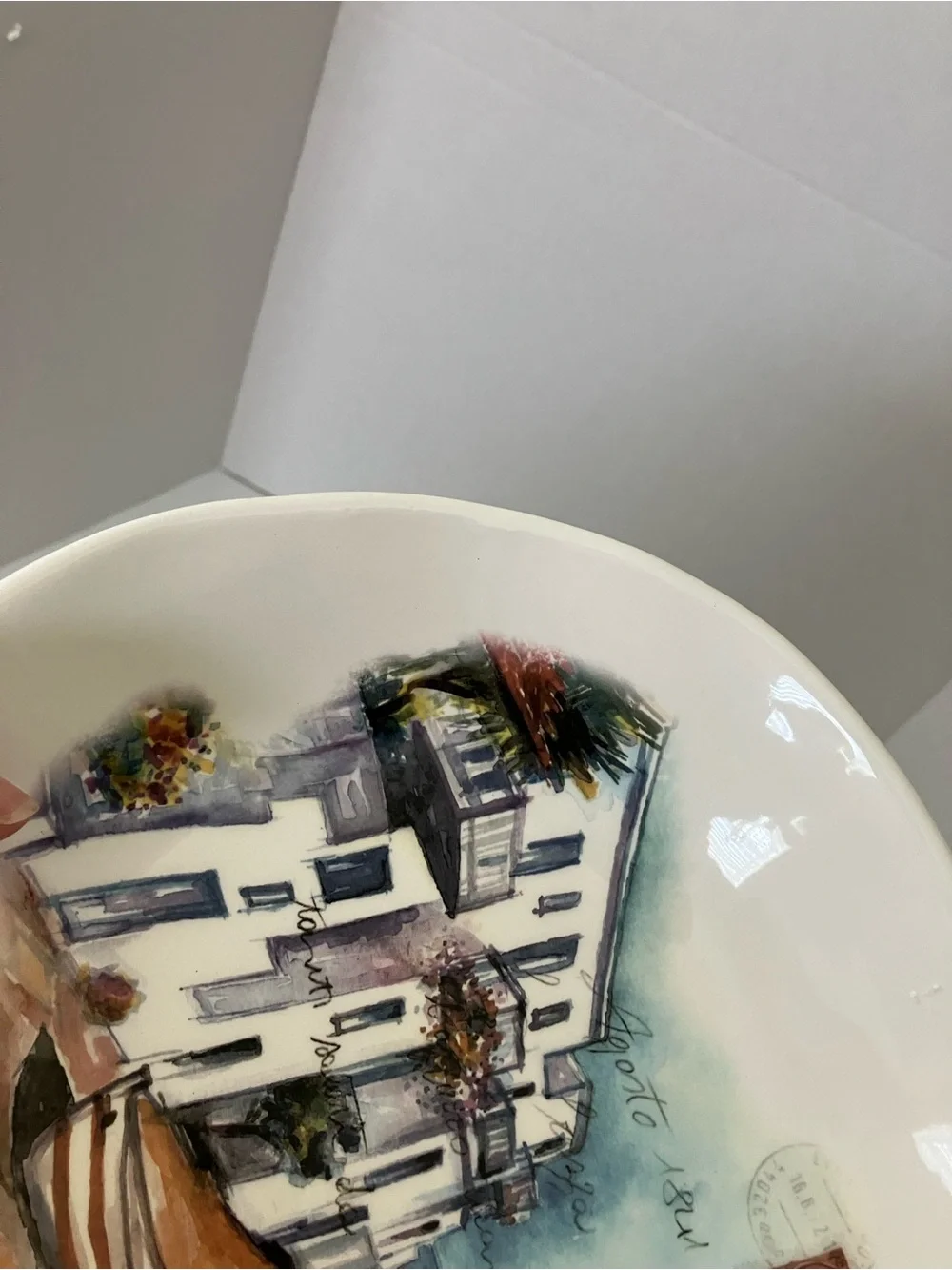 Ceramics Cuore “Seaside Village” Postcard Pasta Serving Bowl
